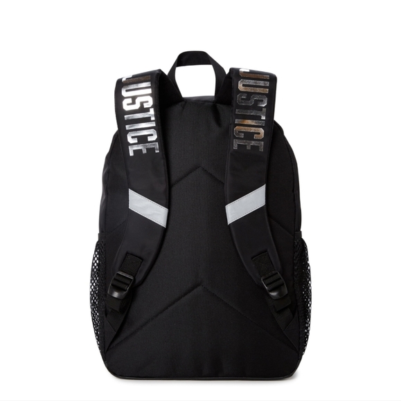 Justice Backpack Set (Bag & Lunch Bag) Black & Purple/Silver #New - Picture 4 of 6